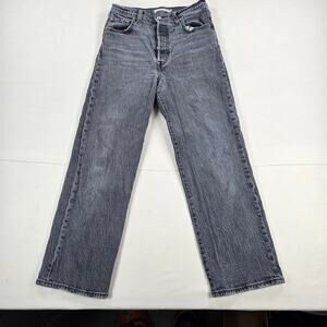 Levi's Premium Button Fly Ribcage Straight Ankle Jean in Well Worn Black Size 26